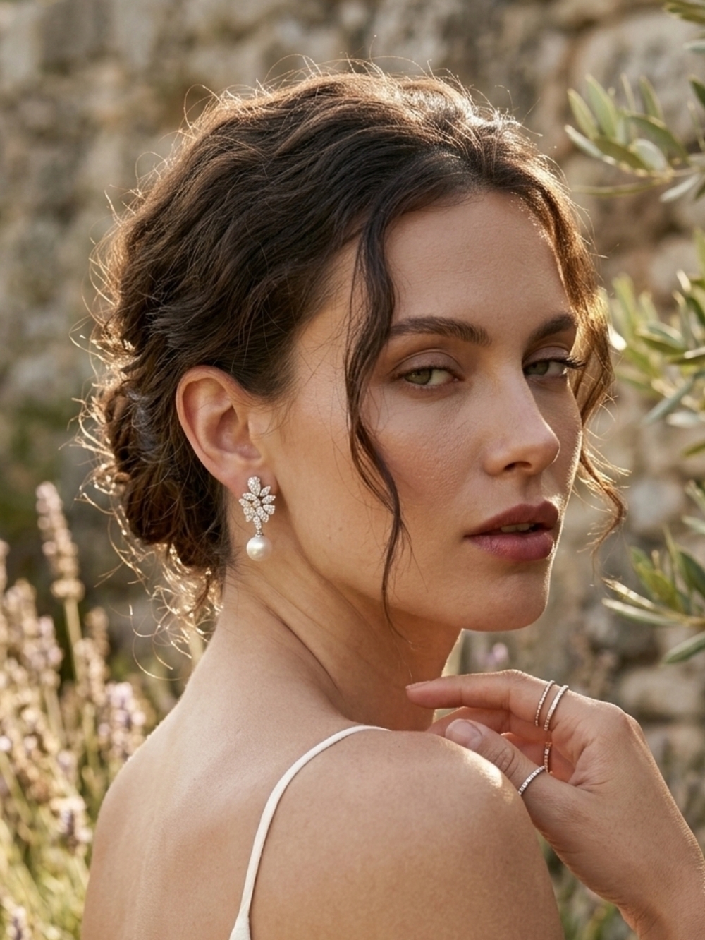 Pearl and Diamond-Cut Dangle Earrings - Picture 4 of 4